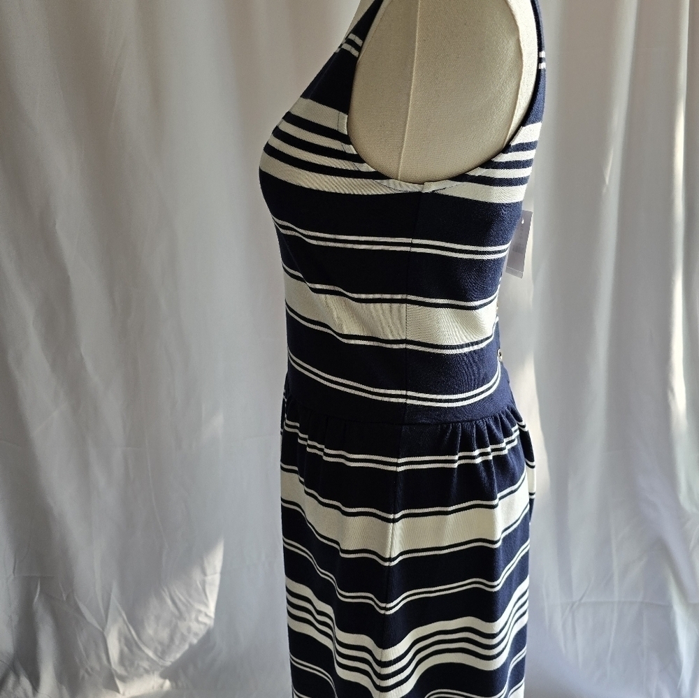 J  Crew NWT Dress Black and White Stripe Sleeveless Button Back Mini XS - Picture 4 of 10